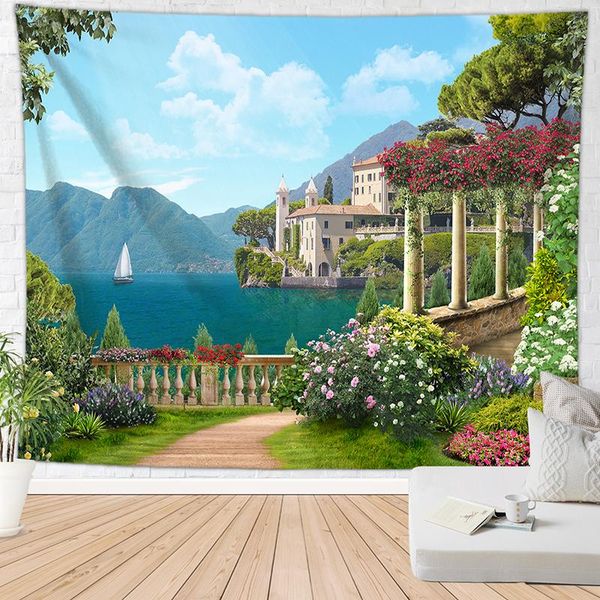 

tapestries sea flower garden tapestry home decor farmhouse house wall carpet drop