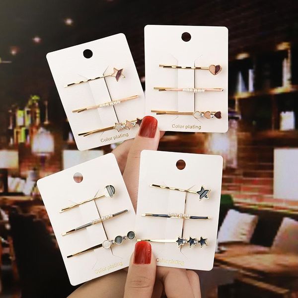 

hair accessories 3pcs web celebrity pearl pin suit drip love hairpin temperament liu haibian sweet headdress the stars a word, Slivery;white
