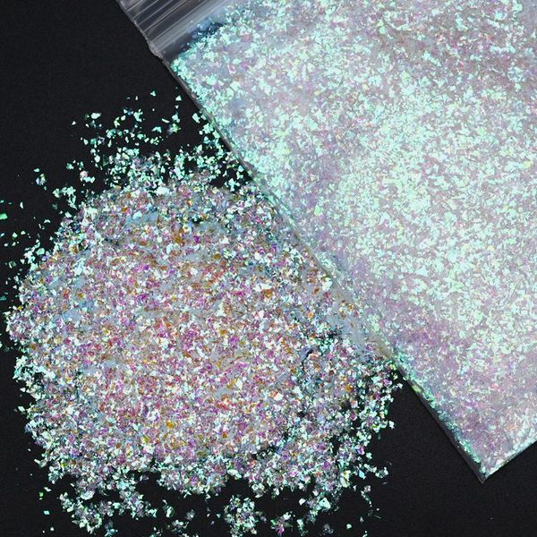 

500g/bag sparkly irregular laser manicure spangles nail art sequins 3d ultra-thin holographic ab color glitter flakes tg#141, Silver;gold