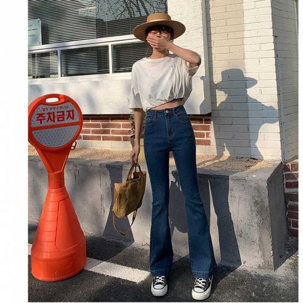 

micro flared pants women's fashion western style waist, Blue