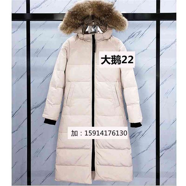 

+v version 2021 new goose 22 long women's thickened down jacket, Black