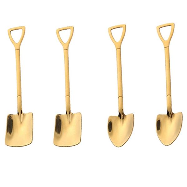 

spoons 4pcs coffee spoon cutlery set stainless steel retro iron shovel ice cream scoop creative tea-spoon