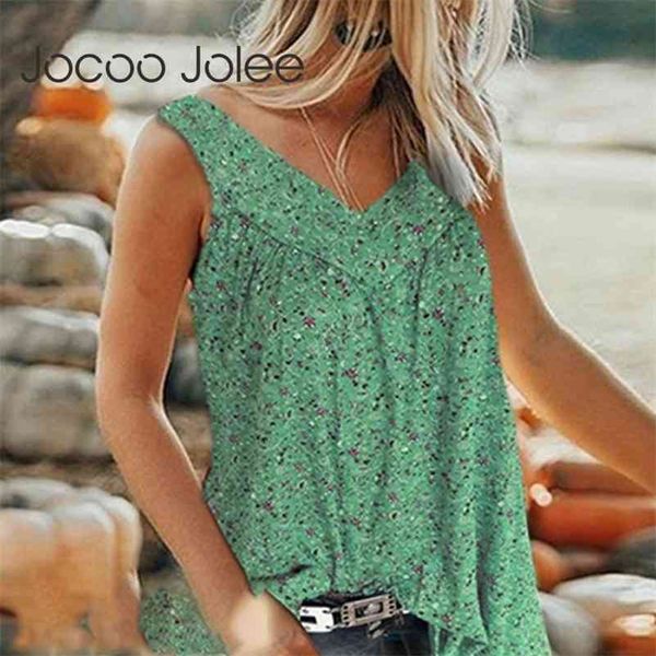 

women summer sleeveless v neck floral print loose blouse casual tank ladies vest shirts chiffon blouses 210416, White