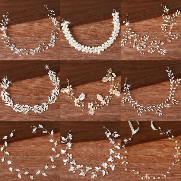 

hair clips & barrettes women headbands jewelry wedding accessories for rhinestone pearl headband bride tiara hairbands, Golden;silver
