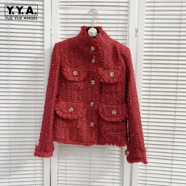 

women's jackets korean style tweed jacket womens elegant coat office lady o-neck single breasted long sleeve slim fashion solid outerwe, Black;brown