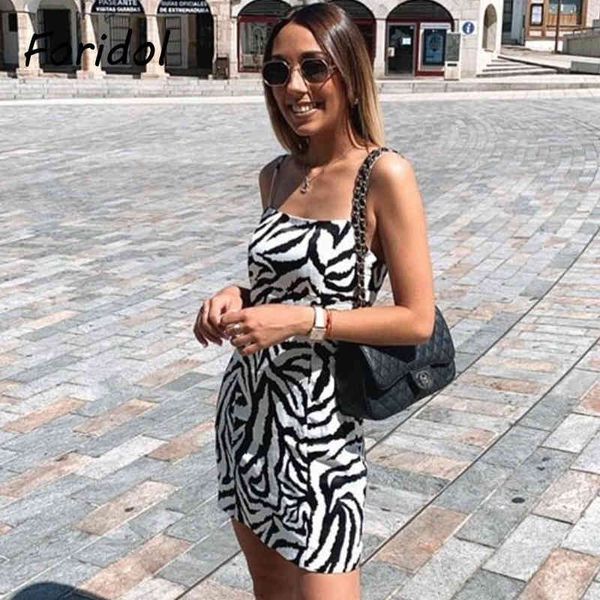 

foridol zebra print short dress women fashion clothes mini bodycon dress spring summer sundress beach dress lined 210415, Black;gray