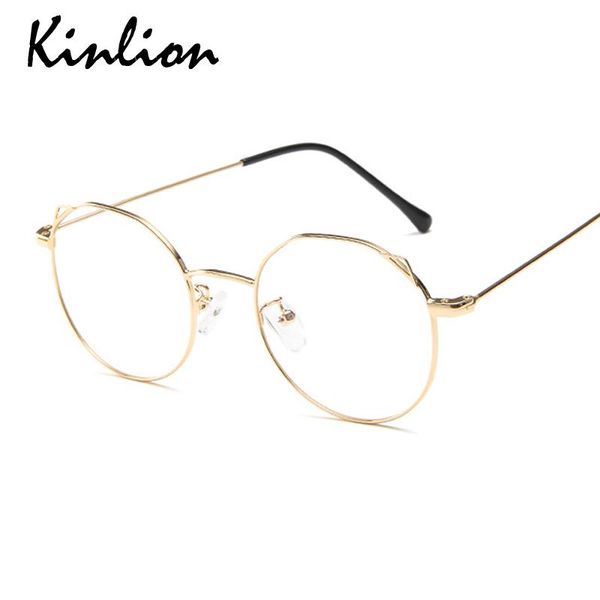 

fashion sunglasses frames kinlion metal cat eye glasses frame women vintage polygon men's eyeglasses irregular clear lens student 2021, Black