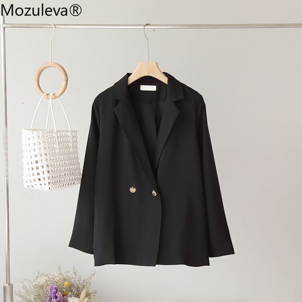 

wet arrival autumn solid color long sleeve lapel suit jacket, Black;brown