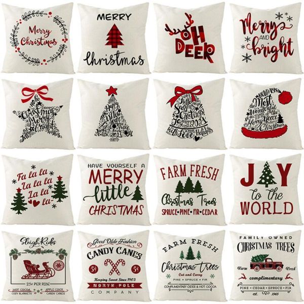 

pillow case christmas cushion cover pillowcase bell letter linen 2021 decor for home xmas 2022 year navidad