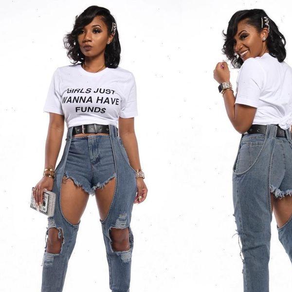 

blue women jean denim jeans womens with holes spring streetwear high waist pencil pants bottoms wash distressed