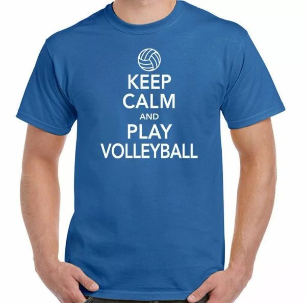 

volleyball t-shirt keep calm & play mens funny, White;black