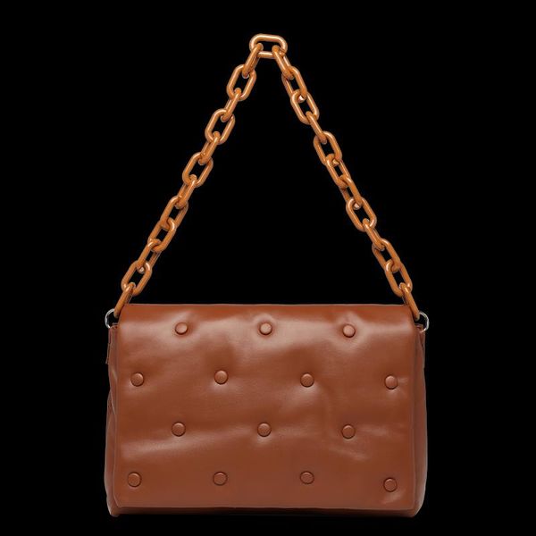 

evening bags fashion rivet print shoulder bag for women pu leather square crossbody messenger luxuyr female chains purses brown 2021