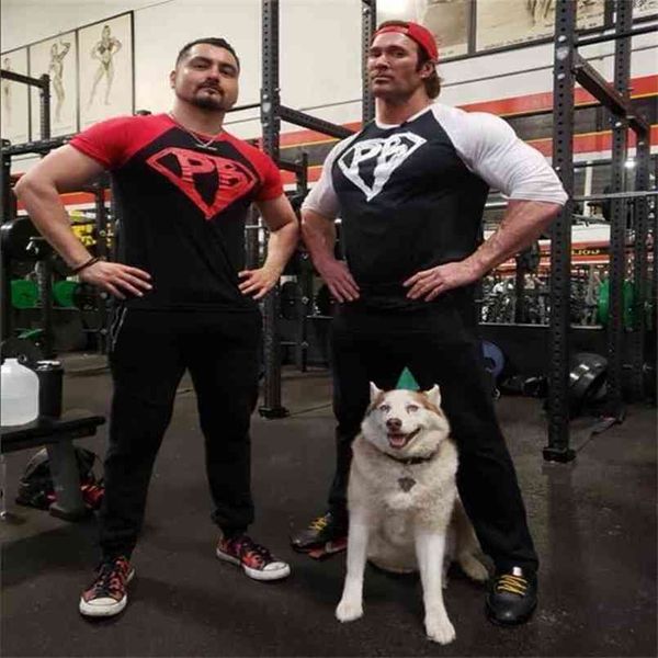 

fashion sports cotton t-shirt muscle men's health 7-point long-sleeved gym fitness 210714, White;black