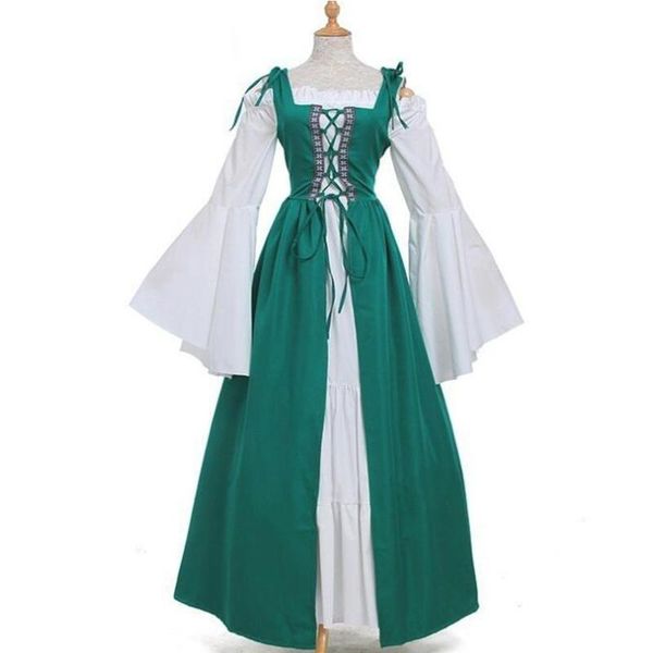 

casual dresses women medieval dress vintage renaissance lace-up corset victorian halloween party costume plus size 4xl 5xl vestidos, Black;gray