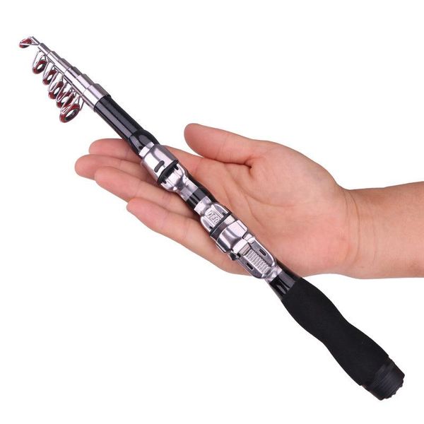 

fishing rods portable stretchable short pocket poles plated solid black 1m-2.3m boat