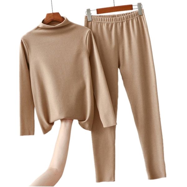 

3xl- 6xl plus size women thermal underwear turtleneck thick long johns winter big size home clothes female winter pajamas set 211221, Black;pink