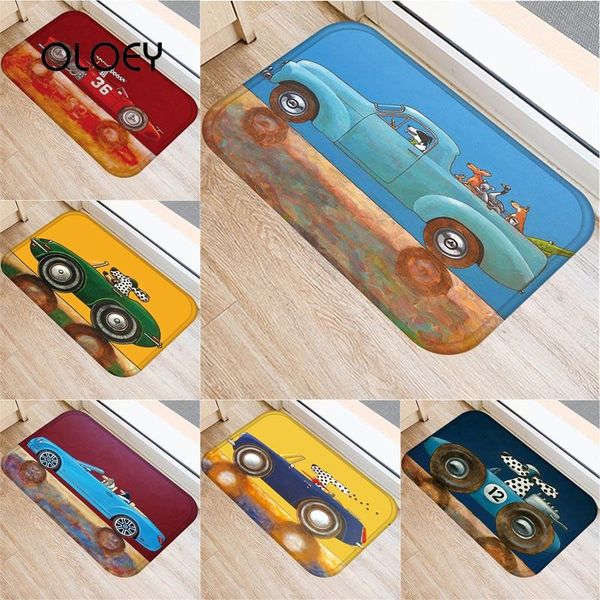 

carpets * 60cm cartoon car dog floor mat flannel bathroom non-slip soft carpet kitchen living room home decoration mat.