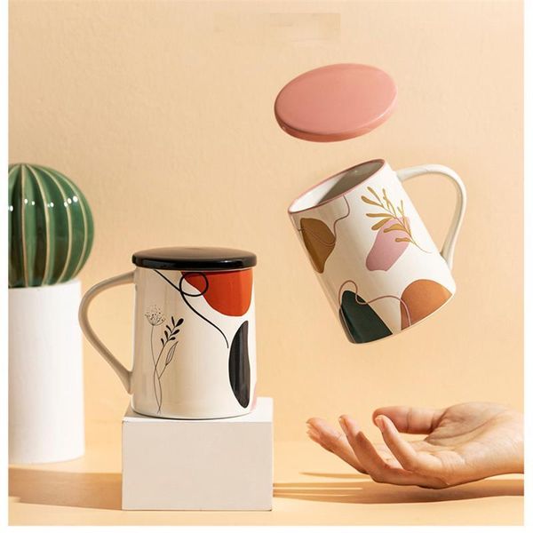 

mugs mug gift ceramic coffee tea milk cup with lid porcelain creative for friends and family 400ml