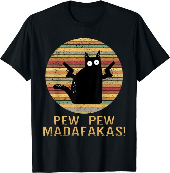 

pew pew madafakas cats gun funny t-shirt size s-5xl, White;black