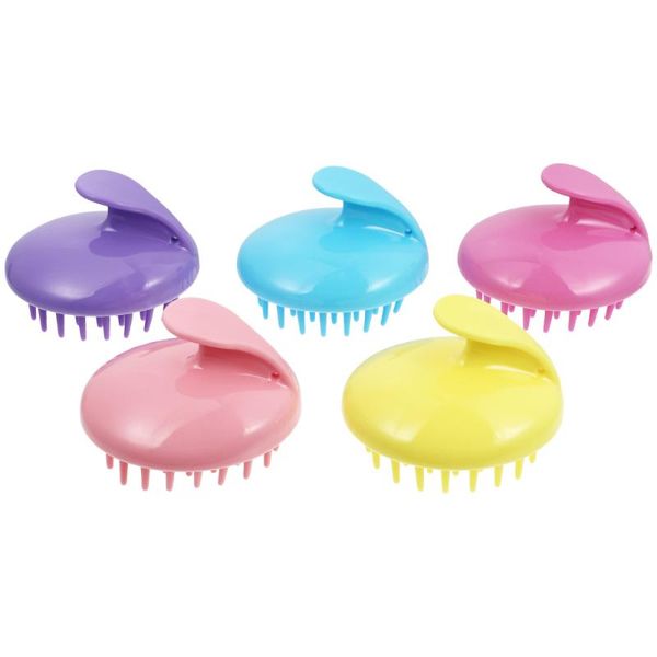 

hair brushes 5pcs silicone scalp head scrubbers shampoo, Silver