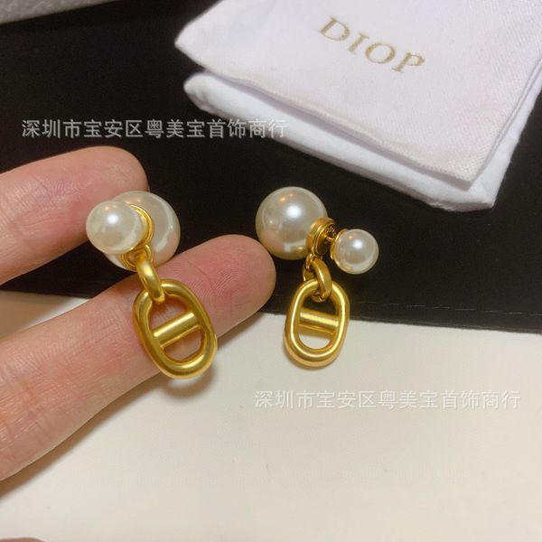 

design jewelry pearl 2021 female summer korean temperament earrings 925 silver needle, Golden