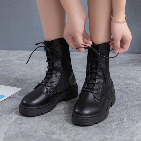 

platform ankle boots for women winter 2021 female shoes booties gothic, Black