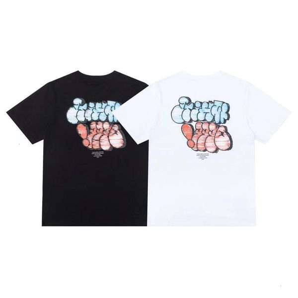 

cartoon off style letter trendy short sleeve t-shirt loose hip hop, White;black