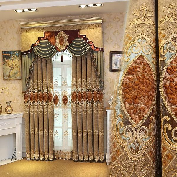 

curtain & drapes custom european high-end chenille light curtains for living room bedroom embroidery floor-to-ceiling windows and