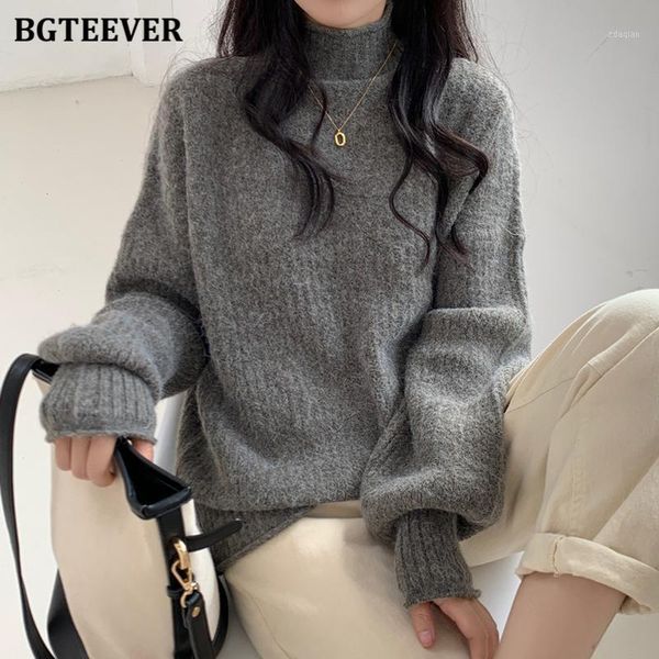 

fashion chic women thick turtleneck knitting pullovers soft warm loose long sleeve female sweaters winter knitwear 2021 women's, White;black