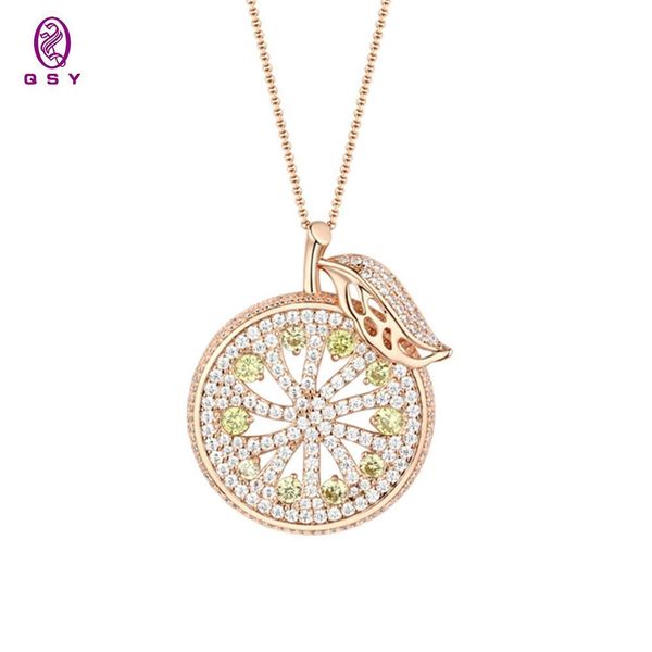 

2021 arrival fruit slice shape round sweet romantic leaves charm pandora woman necklace jewelry gifts for girls friend, Silver