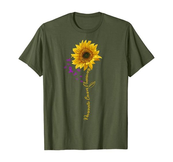 

men's t-shirts hippie sunflower pancreatic cancer awareness shirt, White;black