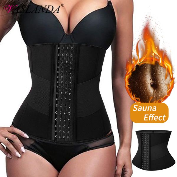 

women neoprene sauna waist trainer weight loss cincher tummy control steel boned body shaper fat burning girdle slimming belt