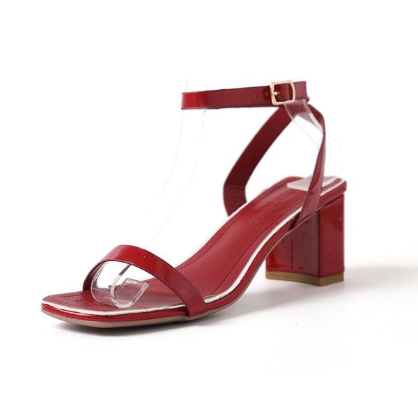 

women sandals 2021 summer casual gladiator square heel buckle strap solid fashion woman high sandal, Black