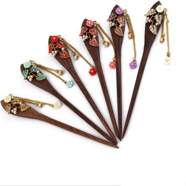 

hair clips & barrettes retro national winds leaf shape natural phoebe zhennan zircon sticks chinese style fashion jewelry for women nmfz-010, Golden;silver