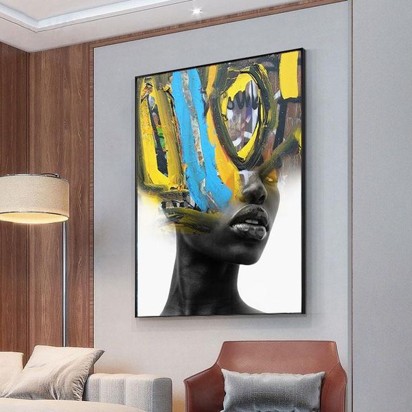 

paintings abstract black women canvas painting street graffiti art posters and prints modern wall pictures for living room home decor