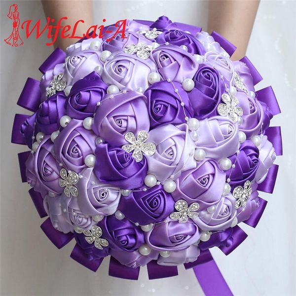 

wedding flowers wifelai-a crystal brooch bouquet artificial pearls stain rose bridal bridesmaid holding w224-1