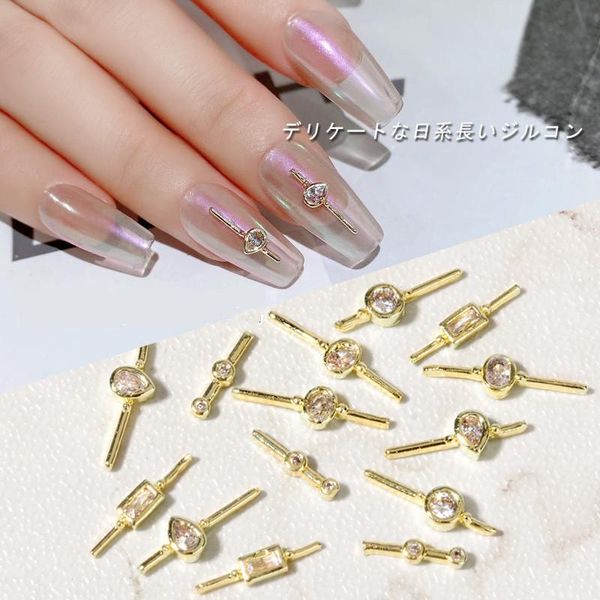 

nail art decorations 10 pcs of 3d jewelry rectangular water drop zircon explosion decoration rhinestone super flash luxury, Silver;gold