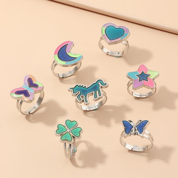 

rz0488 jewelry mood color changing butterfly temperature ring, Silver