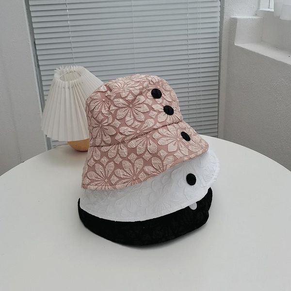 

wide brim hats 202106-caoshidai27 spring autumn flower lady bucket cap women fishermen hat, Blue;gray