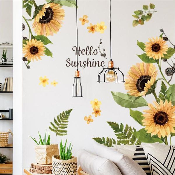 

gift wrap sunflower wall sticker glass decorative living room bedroom floral decor