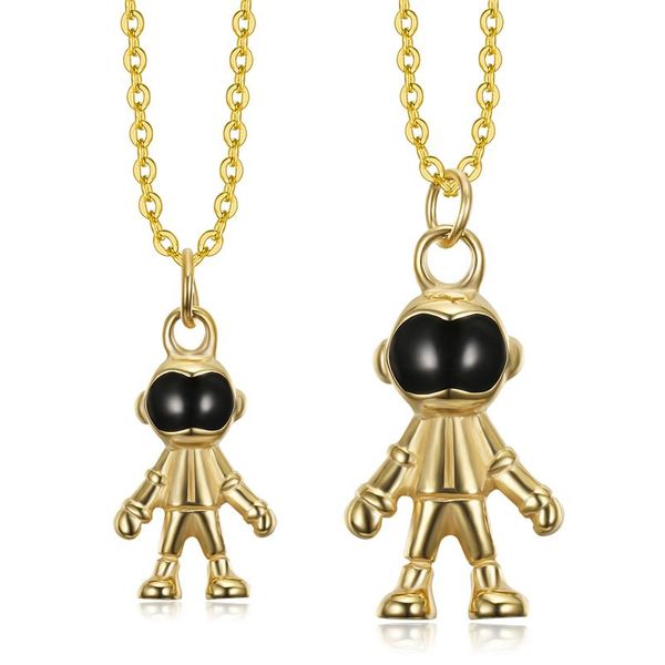 

creative big small astronaut pendant necklace punk hip hop men's stainless steel accessories fashion boy party jewelry gift necklaces, Silver
