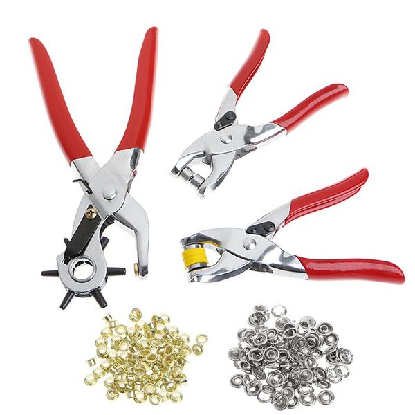 

binders 128pcs/set leather hole punch repair tool eyelets grommets + pliers kit
