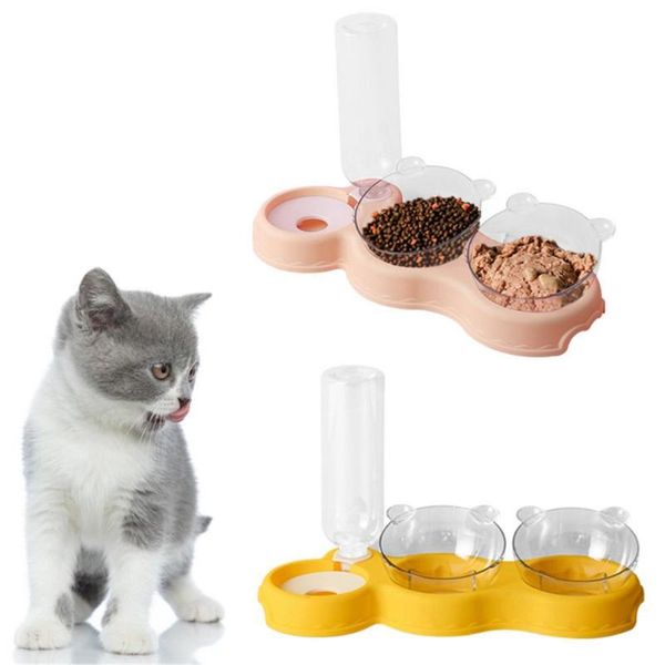 

cat bowls & feeders automatic bowl water dispenser storage food raised stand dog pet feeding set