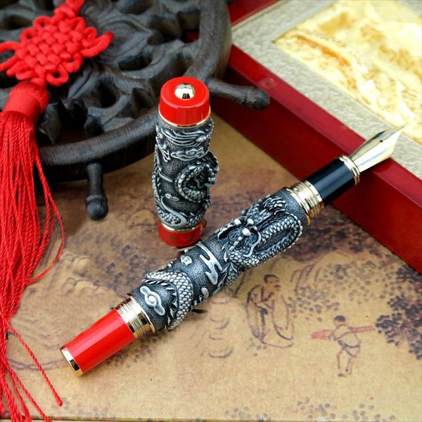 

jinhao dragon gift office phoenix heavy gray red fountain pen pens