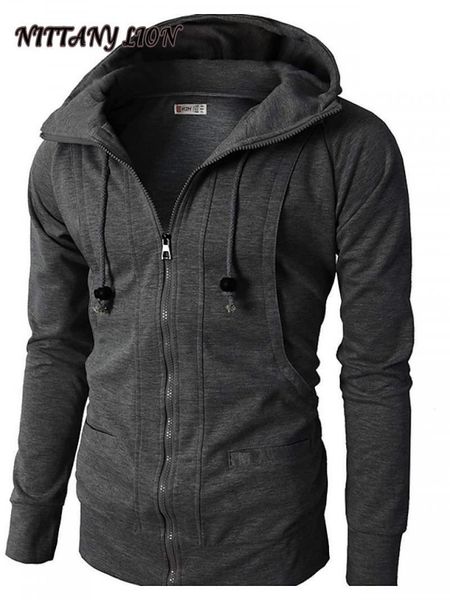 

men's jackets 2021 autumn hoodie solid color hooded daily basic zipper hoodies jacket sweatshirts long sleeve wine army green light gra, Black;brown