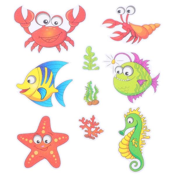 

bath mats 9pcs bathroom kids stickers non-slip tub cartoon (shrimp crab)