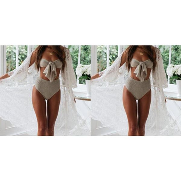 

women's swimwear beach vacation bikini blouse embroidered sunscreen cardigan, White;black