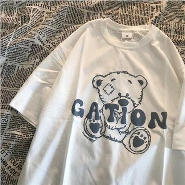 

women's t-shirt cute print t shirt women lovely style short sleeve o collar shirts woman cotton spandex, White
