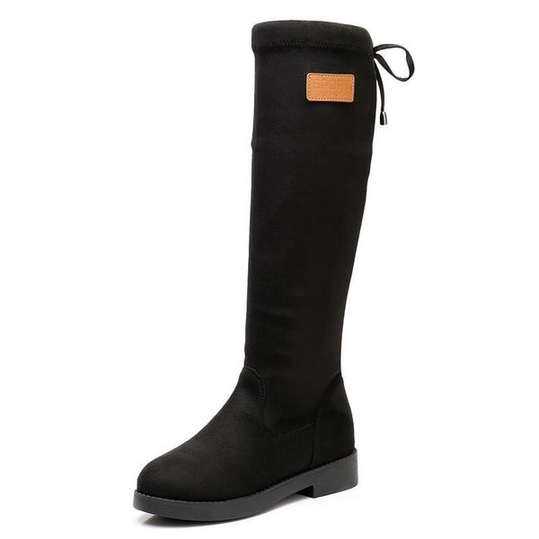 

women boots over knee shoes luxury designer boots-women round toe winter footwear over-the-knee padded rubber fashion 3kz9, Black