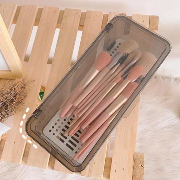 

storage boxes & bins dust-proof makeup brushes box multi-function pp plastic organizer